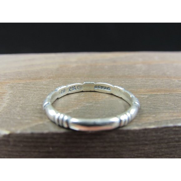Size 6.25 Sterling Silver Triple Bands Pattern Ring - Picture 3 of 6